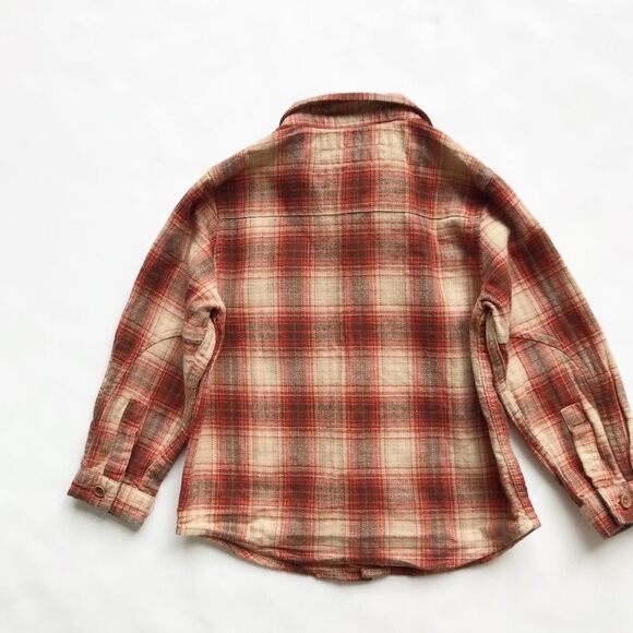 Zara orange/tan plaid button down flannel top EUC 18-24 months - Picture 5 of 5